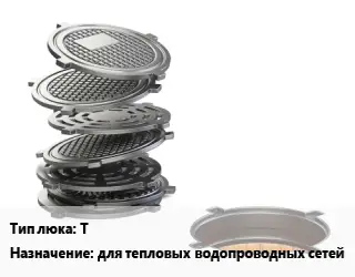 Люк чугунный Т для тепловых водопроводных сетей